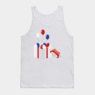 4th of july gift box and Balloons Tank Top